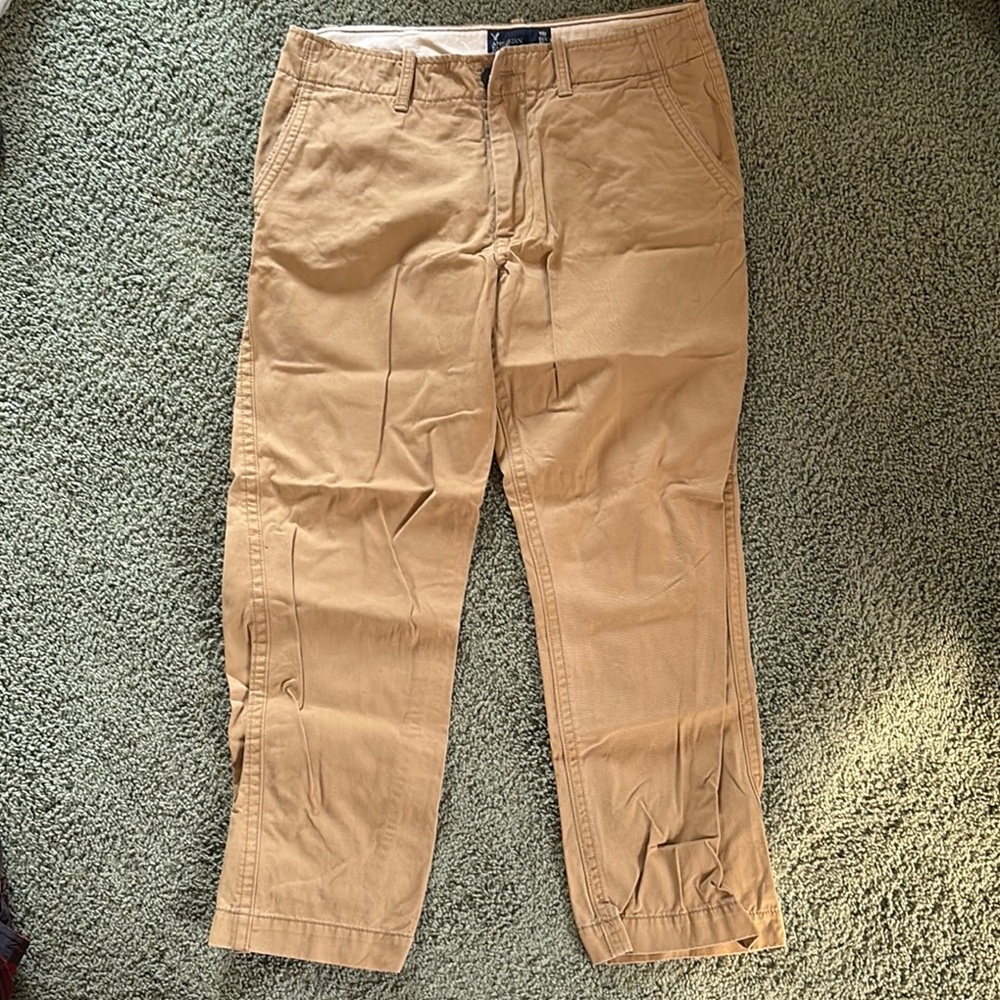 American Eagle Outfitters Tan Chino Joggers with Elastic Cuffs
